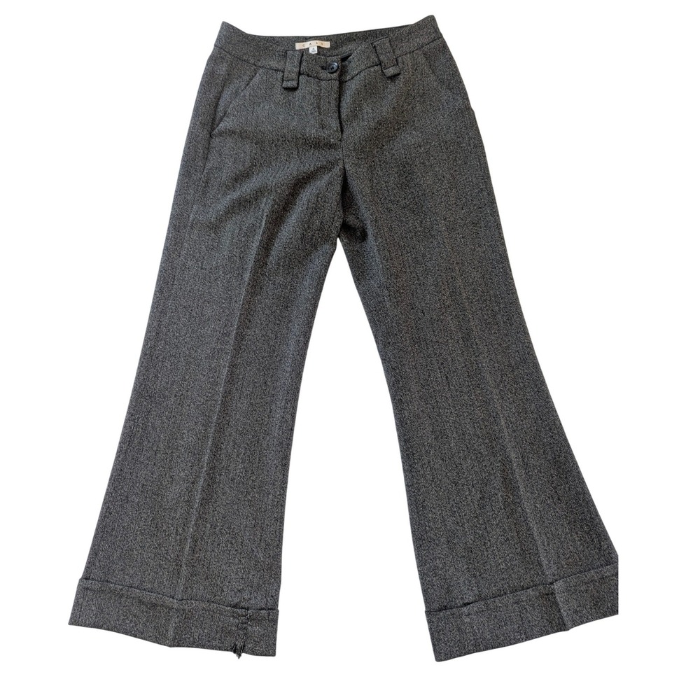 Cabi Trousers Women 4 Grey Herringbone Wide Leg Cuffed Style 650 Workwear
